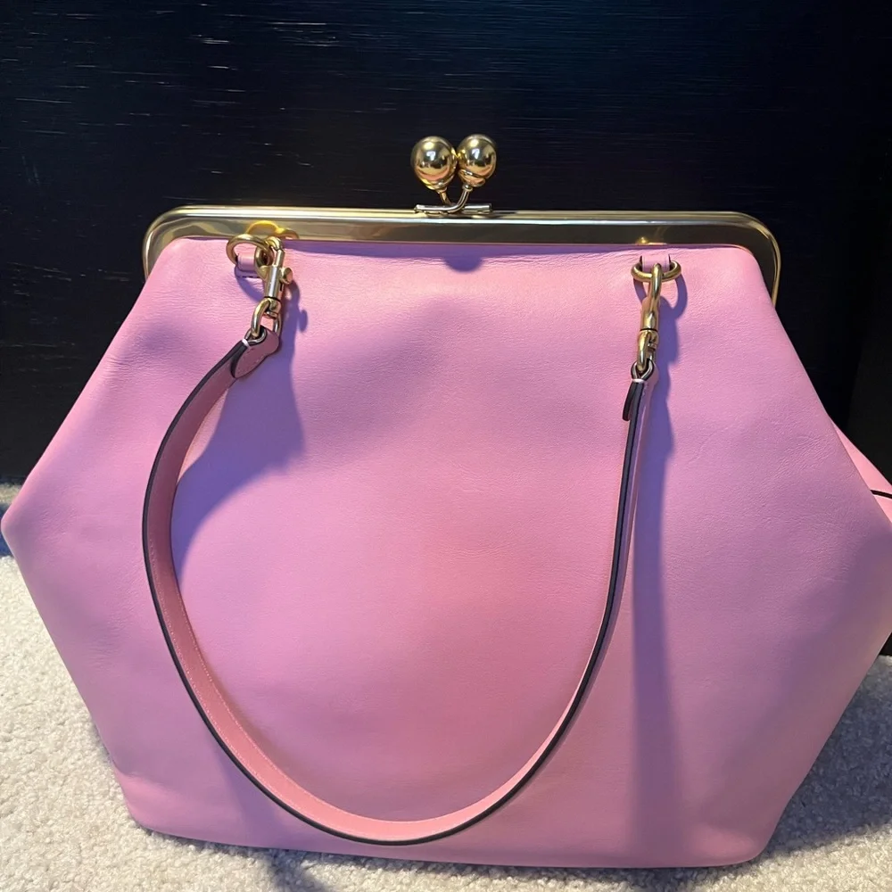 Coach Pink Kiss-Lock Frame Clutch